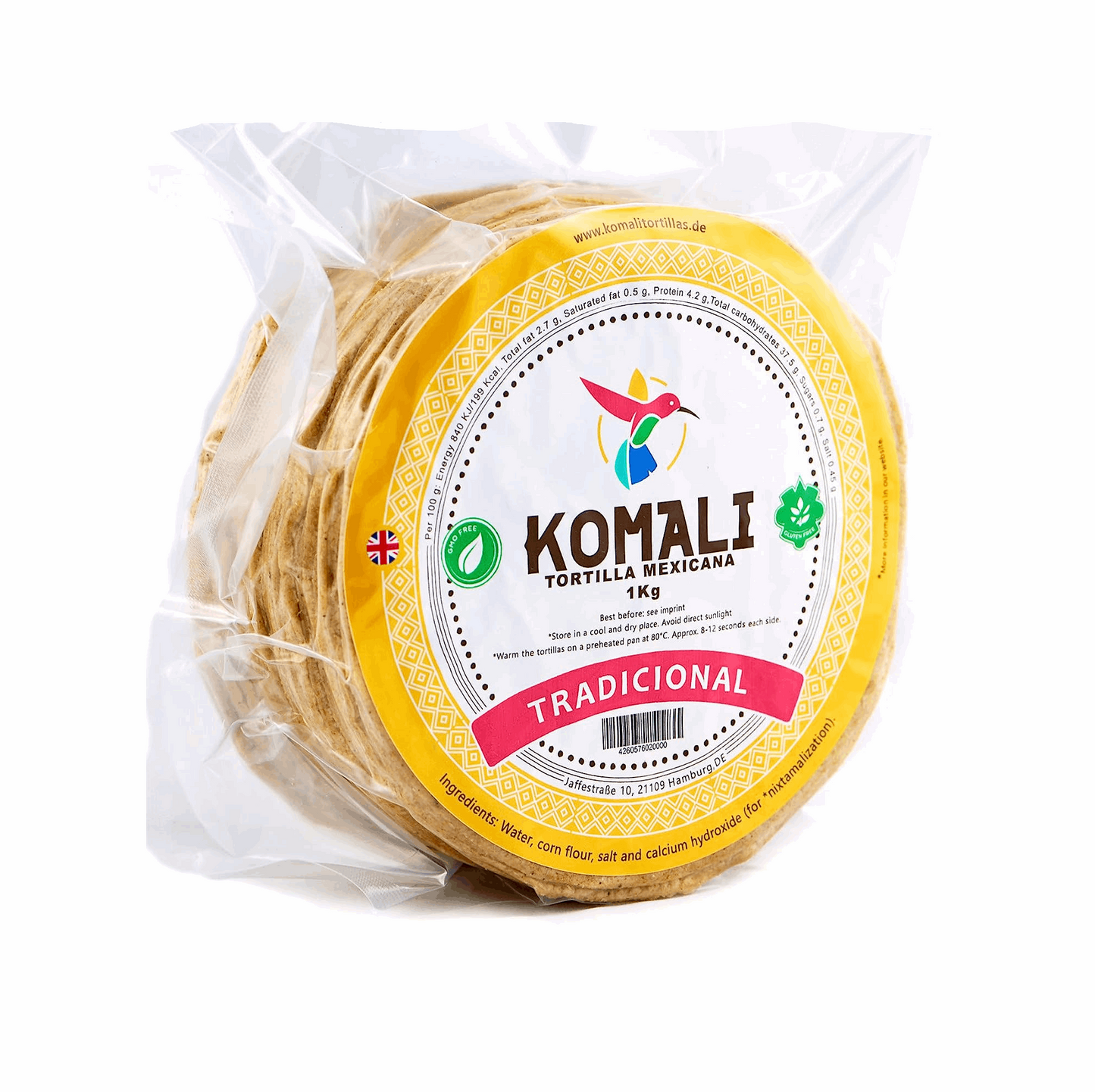 GELBE MAISTORTILLAS KOMALI TRADICIONAL 15cm 1kg.