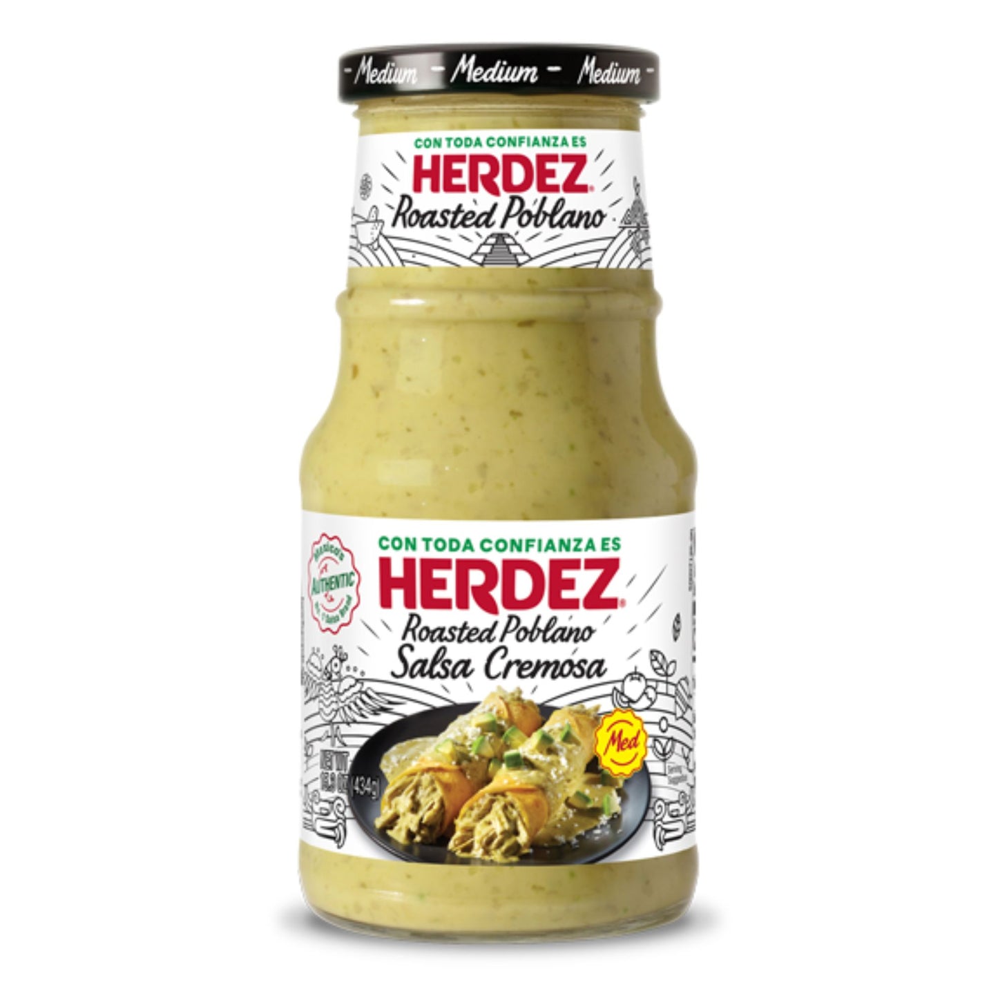 SALSA CREMOSA CON CHILE POBLANO ASADO 434g