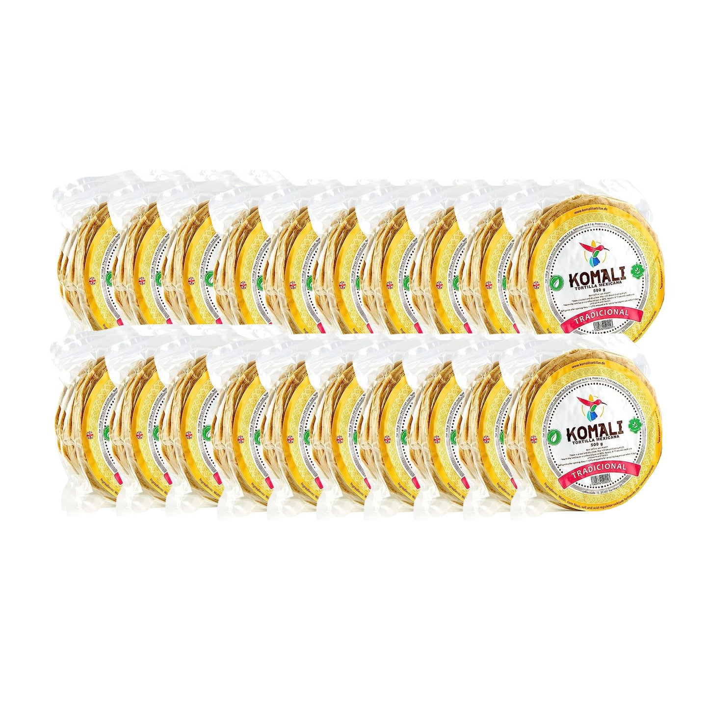 GELBE MAISTORTILLAS KOMALI TRADICIONAL 15cm 500g. (Karton mit 20 Packungen à 500g)
