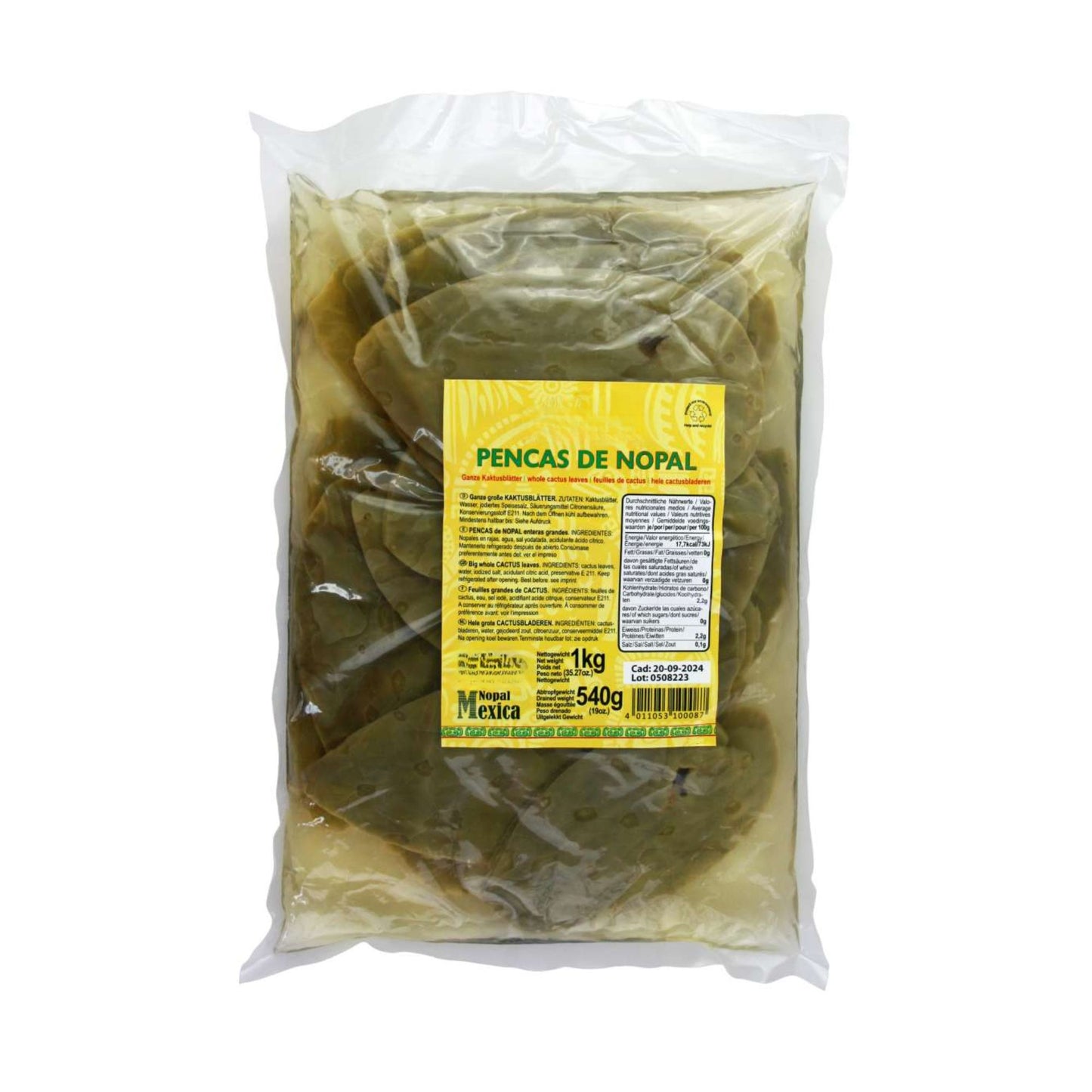 WHOLE NOPALE LARGE CACTUS LEAVES Btl 1kg