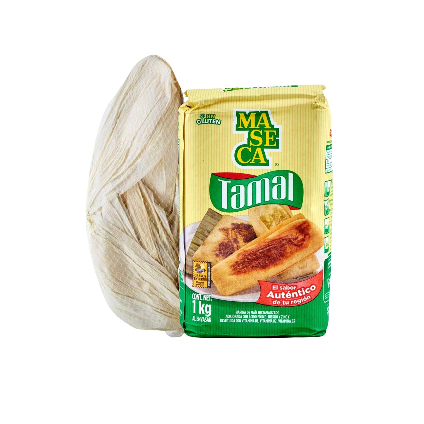 Harina de maíz para tamales 1 kg y hojas de maíz Tamal aprox. 40 piezas (paquete)
