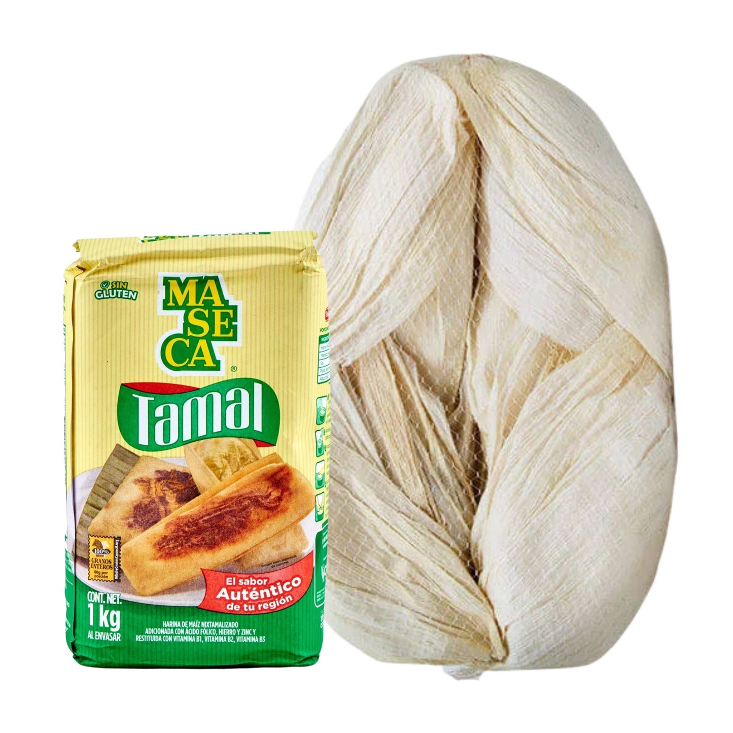 Corn flour for tamales 1kg and corn leaves Tamal approx. 40pcs (pack)