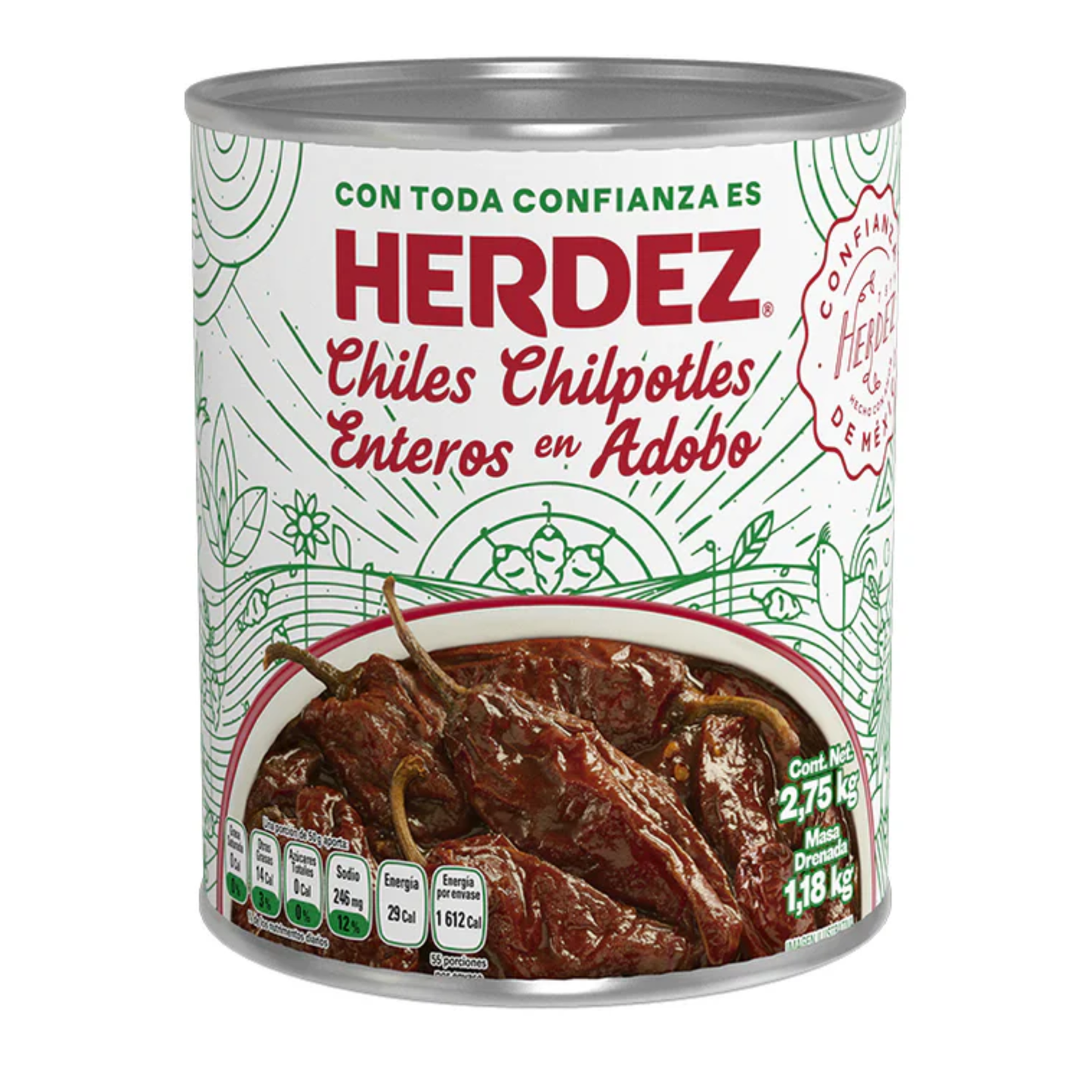 GANZE CHILI CHIPOTLES VON HERDEZ 2.75kg