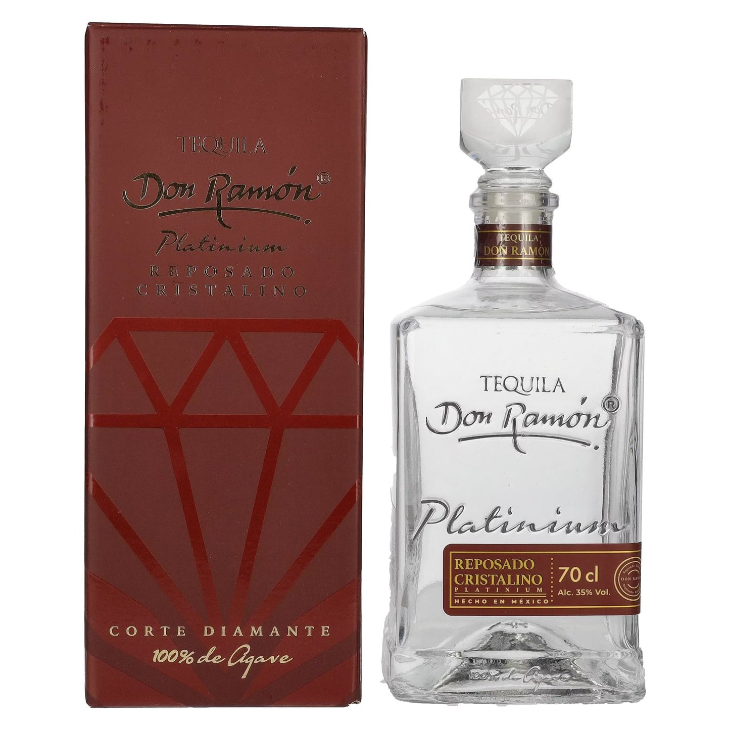 Tequila Don Ramón Platinum Reposado Cristalino 100% Agave 35% Vol. 0,7l