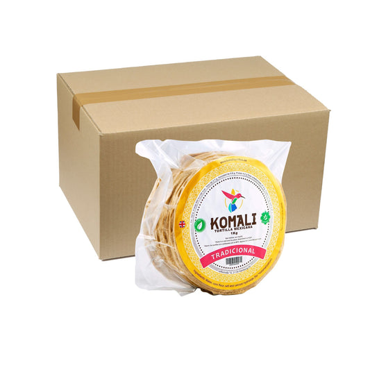 GELBE MAISTORTILLAS KOMALI TRADICIONAL 15cm 1kg. (Karton mit 10 Packungen à 1 kg)