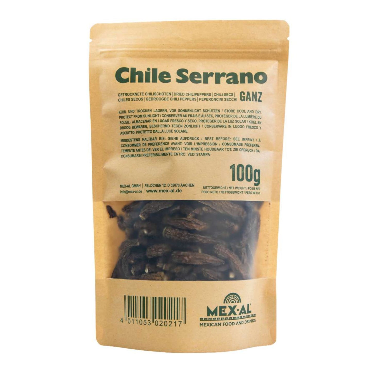 GETROCKNETE SERRANO-CHILIS 100g