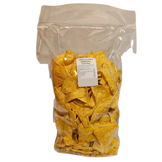 Totopos de harina de maíz tortilla chips triangulares salados 450g