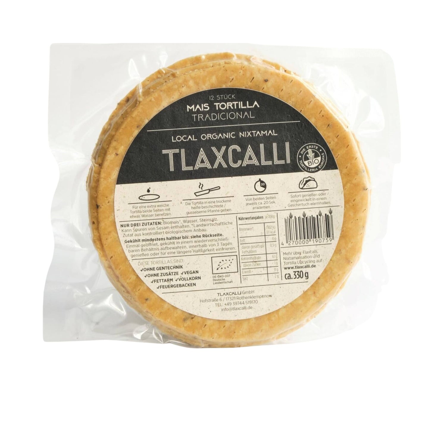 frische Bio Tortillas aus organic Maismehl 12 Stück 330g (Hinweise bitte lesen)