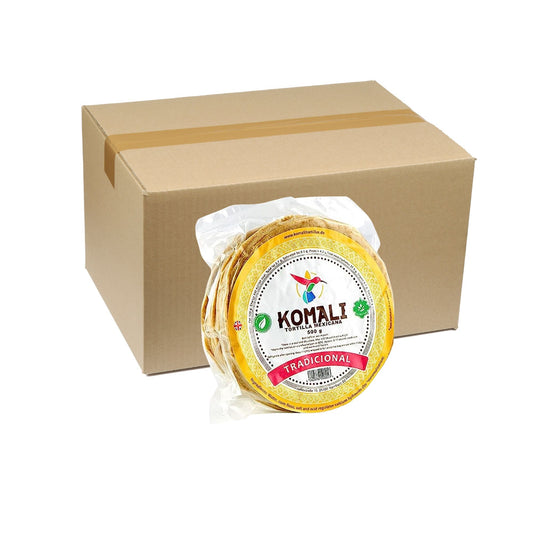 GELBE MAISTORTILLAS KOMALI TRADICIONAL 15cm 500g. (Karton mit 20 Packungen à 500g)