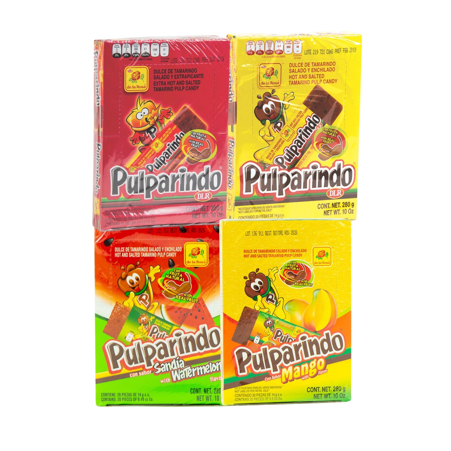 Pulparindo 4er Pack (Original, Extra-Scharf, Wassermelone, Mango
