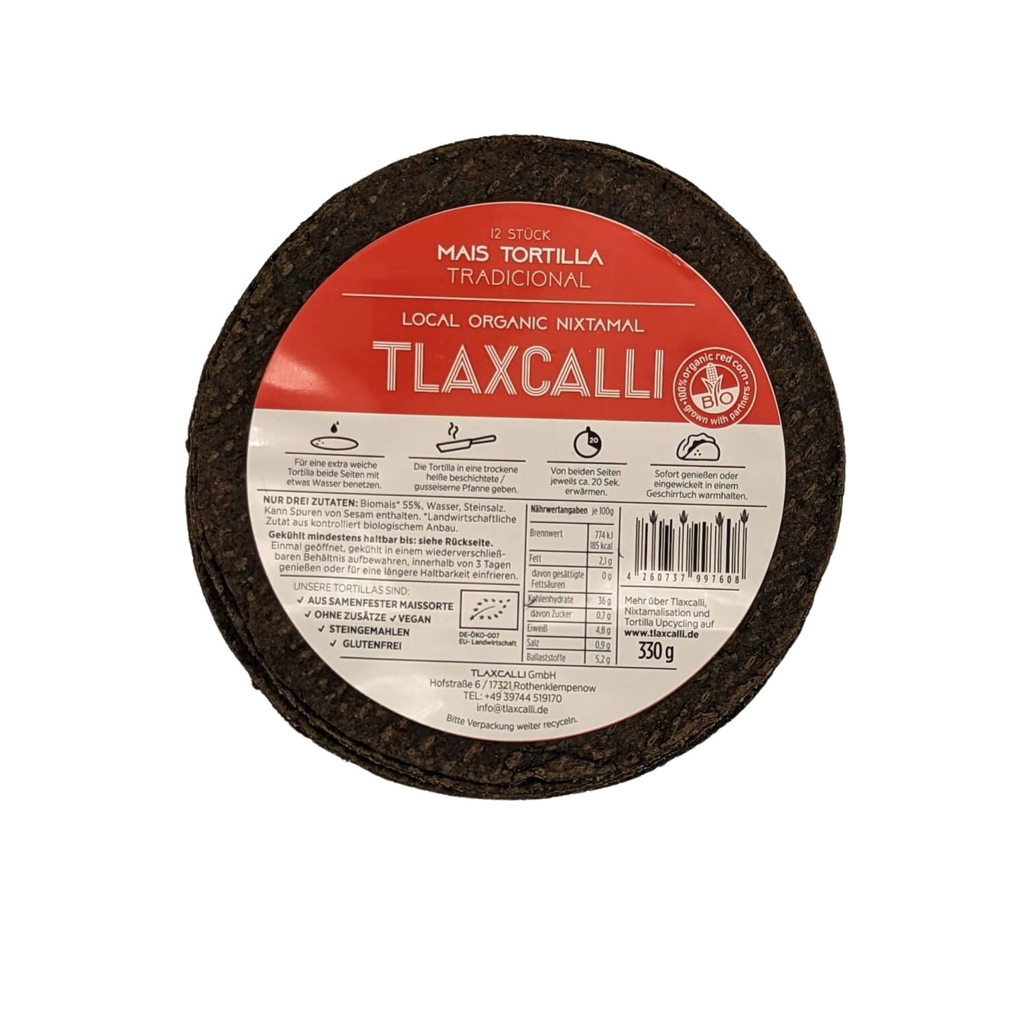 frische Bio Tortillas aus organic rotem Maismehl 12 Stück 330g (Hinweise bitte lesen)