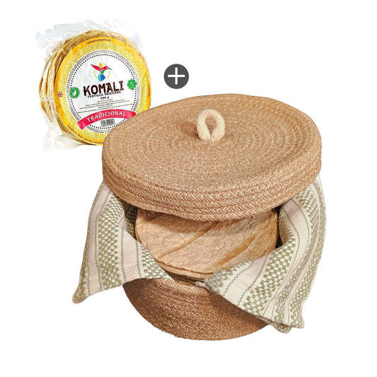 Tortillero aus Jute + 500g Mais-Tortillas